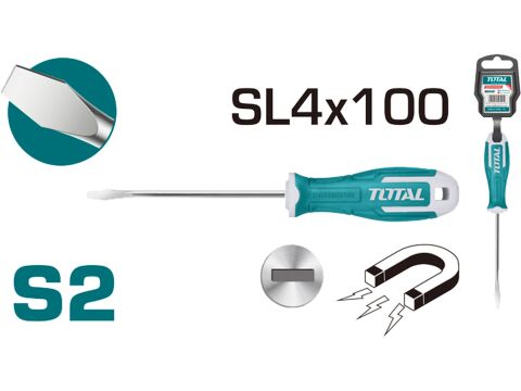 TOTAL Šroubovák plochý 4x100mm, industrial (THT264100)