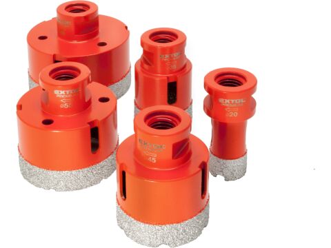 EXTOL sada 5ks vykružovacích diamantových korunek, O 20-35-45-55-68mm, závit M14 (8802995)