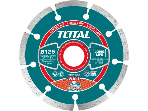 TOTAL Kotouč diamantový řezný segmentový, Fast cut, suché i mokré řezání, 125mm, industrial TOT (TAC111254)