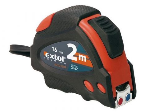 EXTOL metr svinovací, 2m, šířka pásku 16mm, II. tř. př.,pryž.obal,autostop,s magnetem, EXTOL PREMIUM (3162)