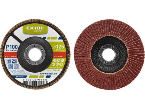 EXTOL kotouč lamelový šikmý korundový, P100, 115mm, vnitřní průměr 22,2mm pro uchycení v úhlové brusce, EXTOL CRAFT (260010)