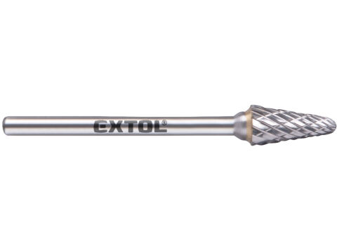 EXTOL INDUSTRIAL fréza karbidová, konická zakulacená, ?6x13mm, ?stopky 3mm, sek střední (double-cut) (8703883)