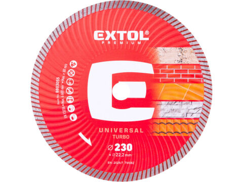 EXTOL PREMIUM kotouč diamantový řezný, turbo - suché i mokré řezání, O 230x22,2x2,6mm (8803055)