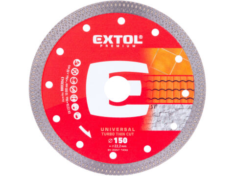 EXTOL PREMIUM kotouč diamantový řezný, turbo Thin Cut, suché i mokré řezání, O 150x22,2x1,6mm (8803043)
