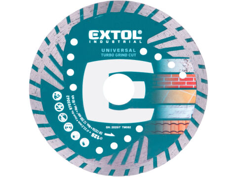 EXTOL INDUSTRIAL kotouč diamantový řezný, turbo Grind Cut, suché i mokré řezání, O 125x22,2x2,2mm (8703062)