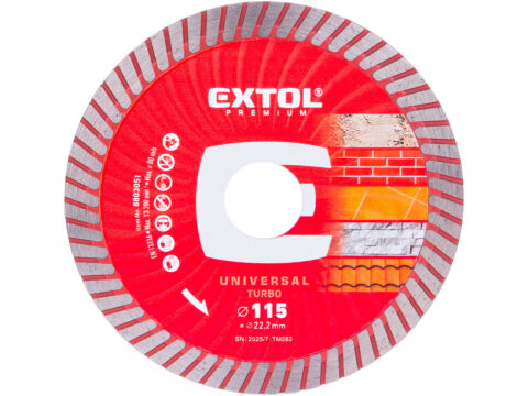 EXTOL PREMIUM kotouč diamantový řezný, turbo - suché i mokré řezání, O 115x22,2x2mm (8803051)