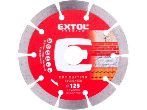 EXTOL PREMIUM kotouč diamantový řezný segmentový - suché řezání, O 125x22,2x1,8mm (8803012)