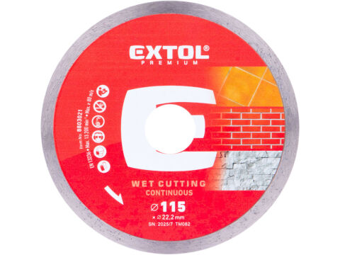 EXTOL PREMIUM kotouč diamantový řezný celoobv. EXTRA tenký - mokré řezání, O 115x22,2x1,1mm (8803021)