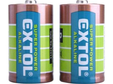 EXTOL baterie alkalické, 2ks, 1,5V D (LR20) (42015)