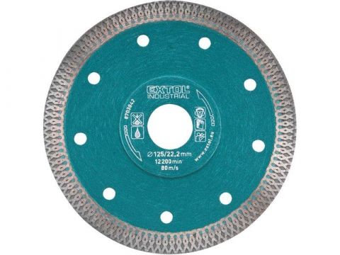 EXTOL kotouč diamantový řezný turbo Thin Cut, 125x22,2mm, suché i mokré řezání, EXTOL INDUSTRIAL (8703042)